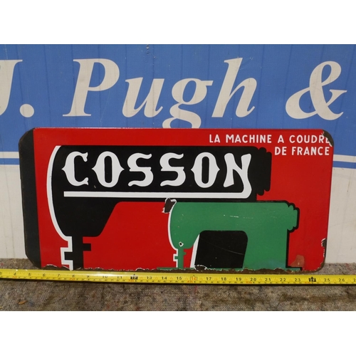 150 - Double sided enamel sign- Cosson 19 1/2x10