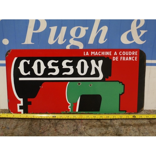 150 - Double sided enamel sign- Cosson 19 1/2x10