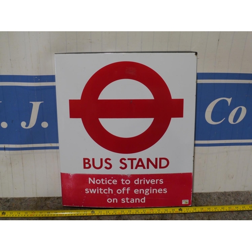 159 - Double sided enamel sign- Bus Stand (wedge shaped) 18x21