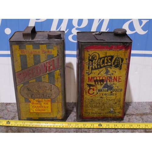 176 - Speedwell and Prices Motorine 5L oil cans