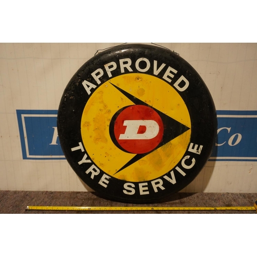 236 - Aluminium circular sign- Dunlop Approved Tyre Service 30 1/2