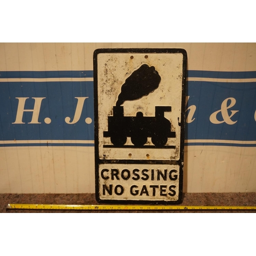 244 - Cast aluminium sign- Crossing No Gates 21x12