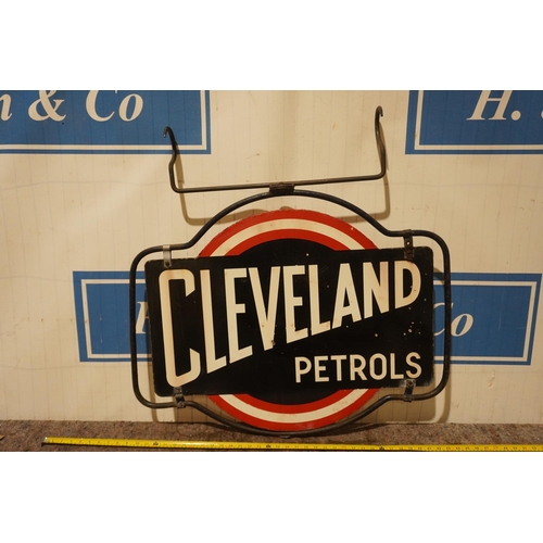 249 - Double sided enamel sign in hanging frame- Cleveland Petrol's 30x24