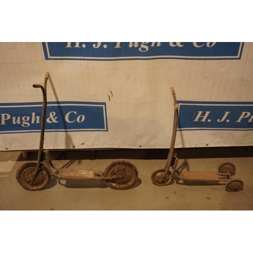 376 - 2 Vintage Triang childs scooters