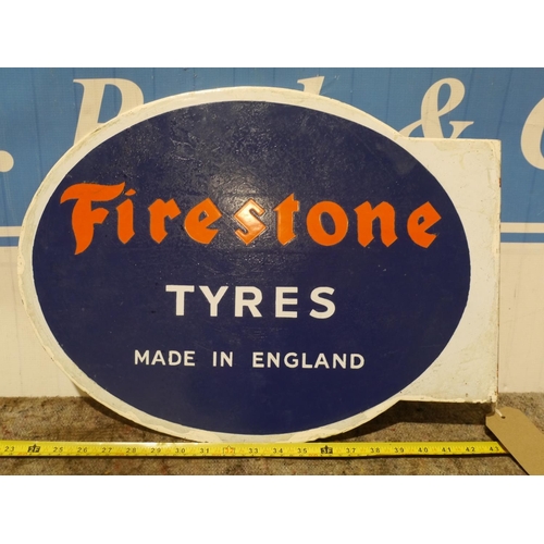 76 - Double sided enamel sign- Firestone Tyres 15x19