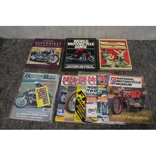 358A - Motorcycle hardback books, National motorcycle museum guide and 10 British magazines