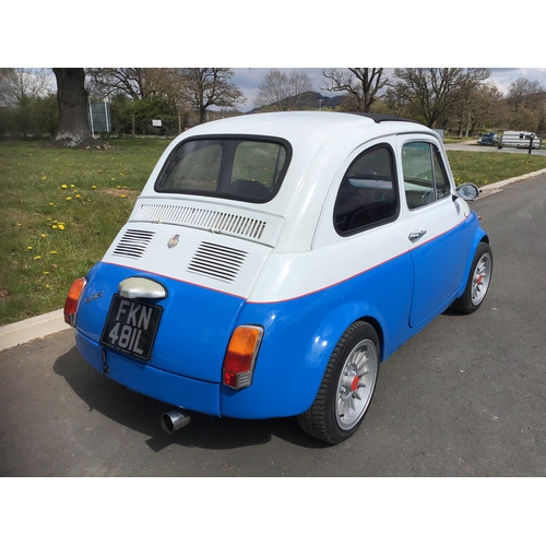 749 - Fiat 500 Abarth replica. 1972. 600cc Abarth engine. Weber carb, Abarth sump and rocker cover, front ... 