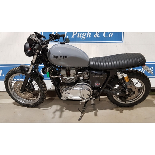 719A - Triumph T100 Bonneville cafe racer motorcycle, 790cc, 2003. Imported. Showing just over 5500miles fr... 