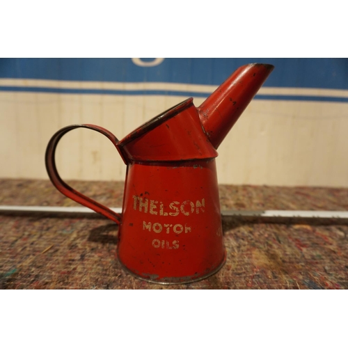 272 - Early Thelson tractor oils pint measuring jug/pourer