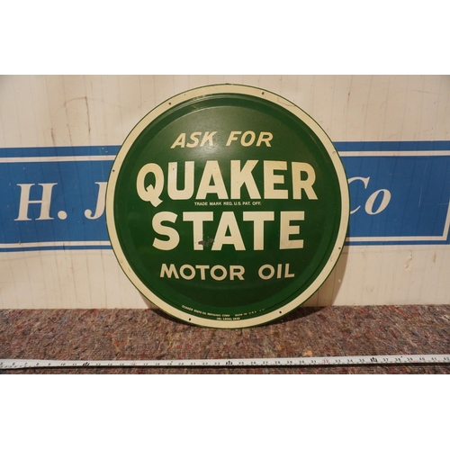 281 - Quaker State Motor Oil button tin sign 24