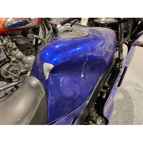 710 - Yamaha 125cc 2 stroke motorcycle. Dent and scratch on right and side of tank. Reg. E197 TKH. No docs... 