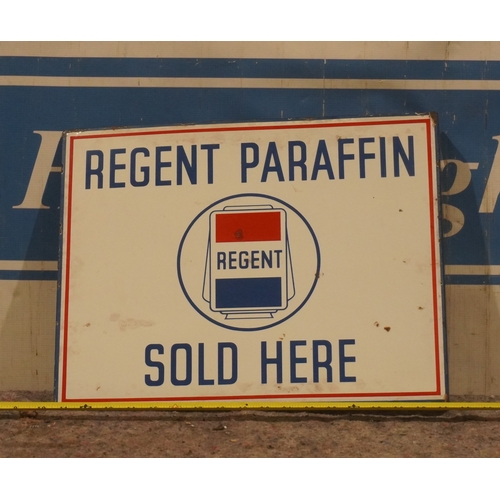 596 - Double sided enamel sign- Regents Parrafin 18x14