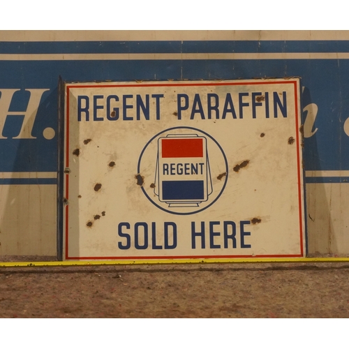 596 - Double sided enamel sign- Regents Parrafin 18x14