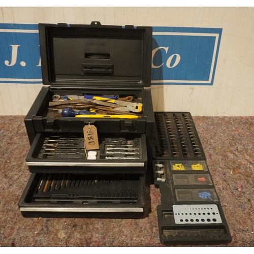 380 - Plastic toolbox and contents