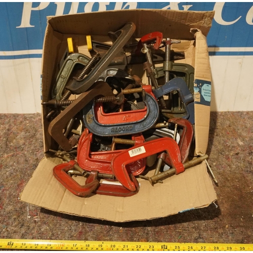 401 - Box of assorted clamps including Record