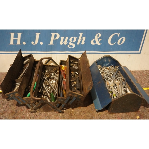 443 - 2 Metal toolboxes and contents of spanners, sockets etc