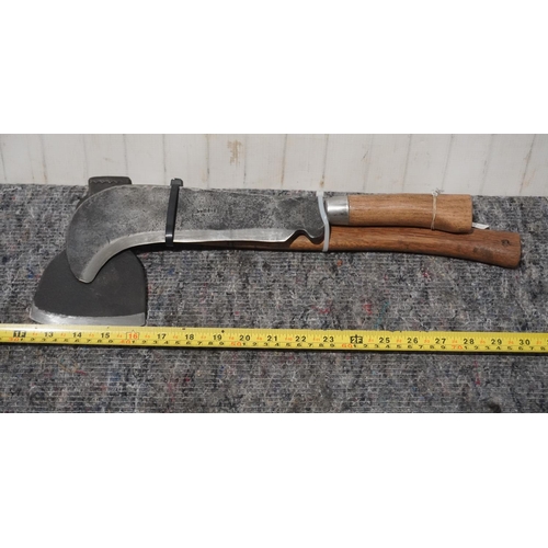 497 - Billhook and small axe including Bulldog