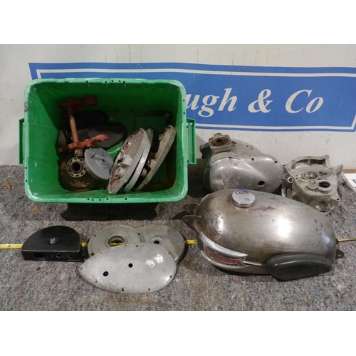 170 - Assorted Tiger Cub spares to include crank cases, engine cases, hubs, petrol tanks & yokes etc