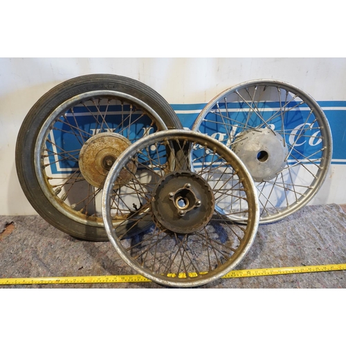2 BSA wheels and 1 Greeves Anglian wheel