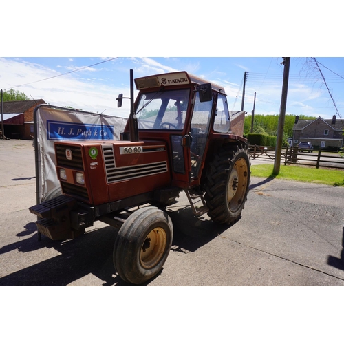 120 - Fiat 80-90 tractor. 7700 hours recorded. New rear tyres. Reg. D543 XNP. V5 +VAT