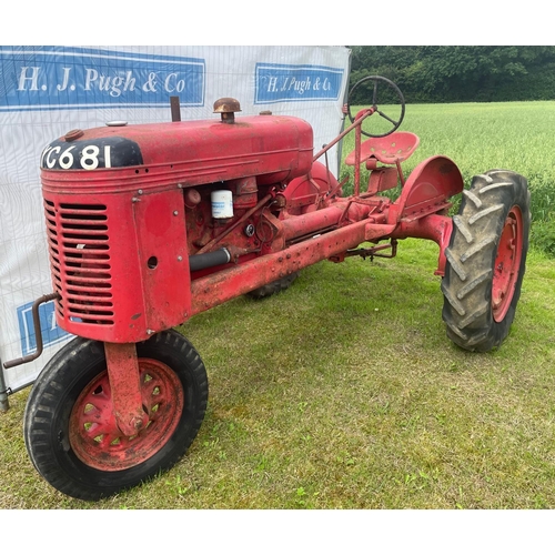 138 - BV Avery 3 wheeled rowcrop tractor, looks original, runs and drives, Reg no. HYC 681