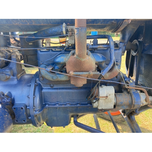 148 - Fordson E27N tractor, high top gear, early type with no hydraulics, running when barn stored