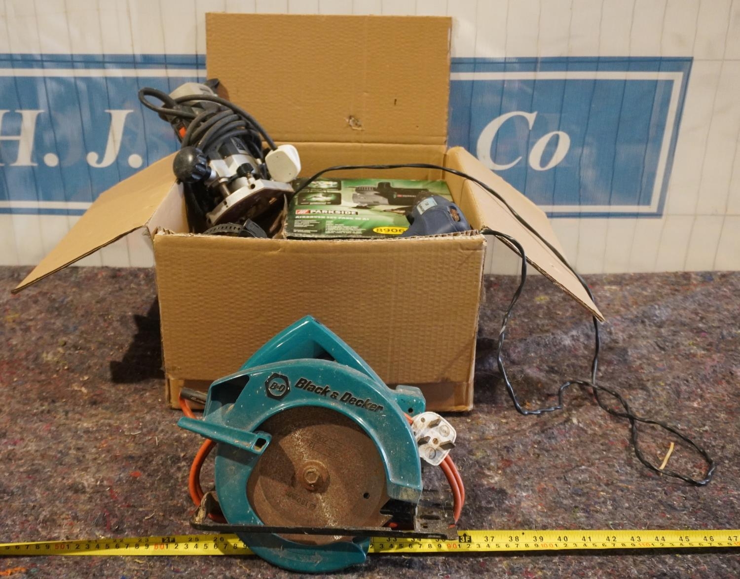 Box of power tools to include Elu router
