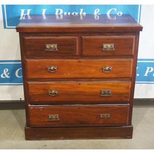 1 - Mahogany chest of 2 over 3 drawers 42x40