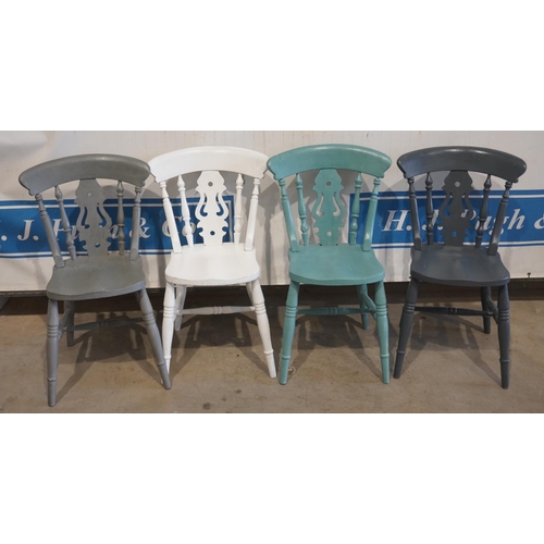 113 - 4 Painted pine kitchen chairs