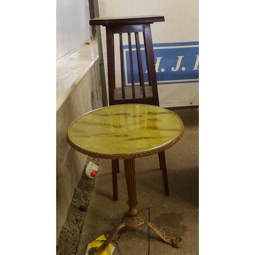 12 - Plant stand and occasional gilt circular table