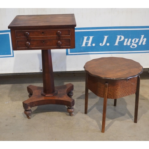 126 - 19thC work table with 2 drawers and 1930's sewing table