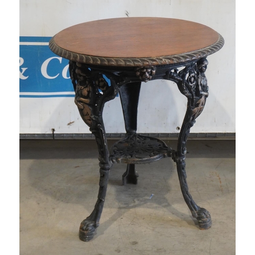 143 - Round cast iron pub table 24