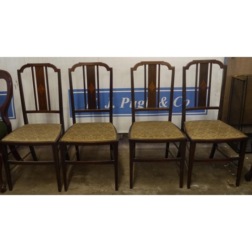 158 - Set of 4 inlaid upholstered dining chairs