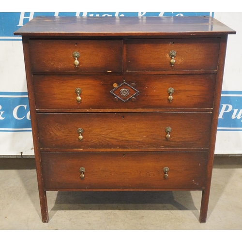 160 - 2 short and 3 long chest of drawers. 39x43