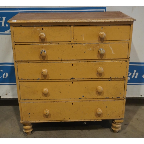 169 - Painted pine chest of drawers. 2 short and 3 long. 42x46