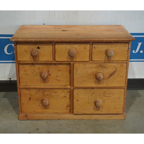 183 - Pine chest of 3 short and 4 long drawers 28x36