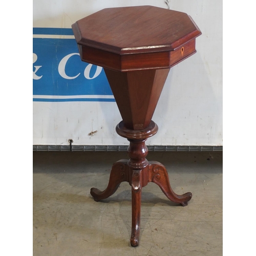 2 - Victorian mahogany reproduction style sewing table