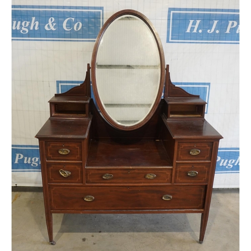 208 - Mahogany inlaid dressing table 69x48