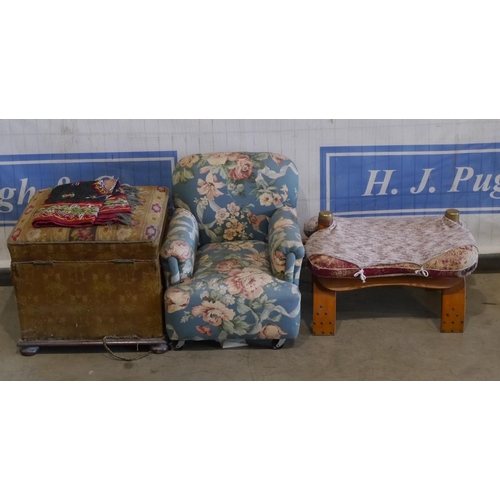 210 - Childs arm chair and 2 stools