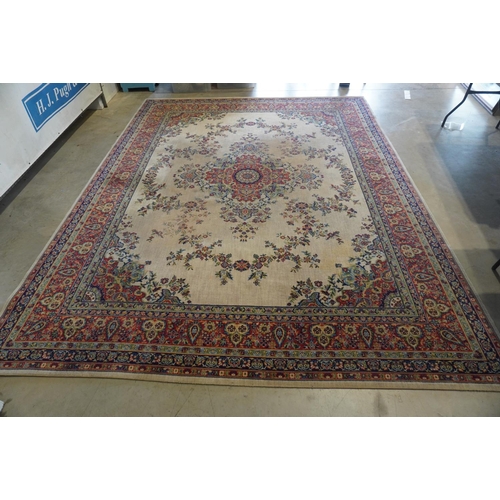 224 - Red floral patterned rug sold by Lyndsey Price Ltd, Hereford 9x12ft