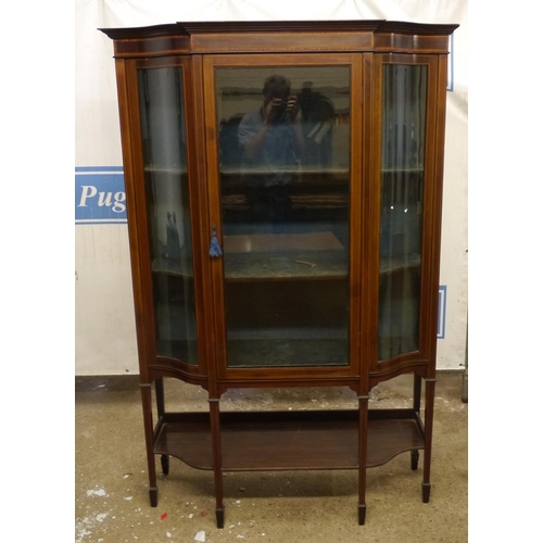 227 - Mahogany inlaid glazed cabinet on spade feet 44x68