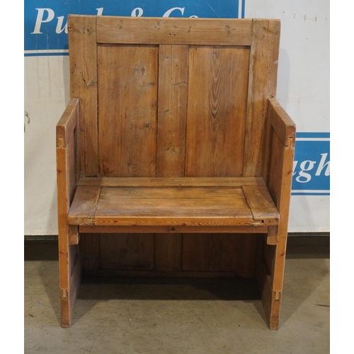 24 - Pine high back bench 31x43