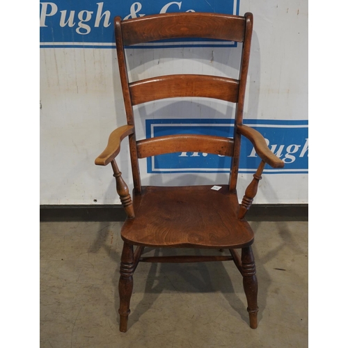 51 - Elm and beech ladderback arm chair