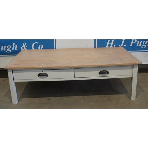 56 - Pine coffee table with 2 drawers 54x30