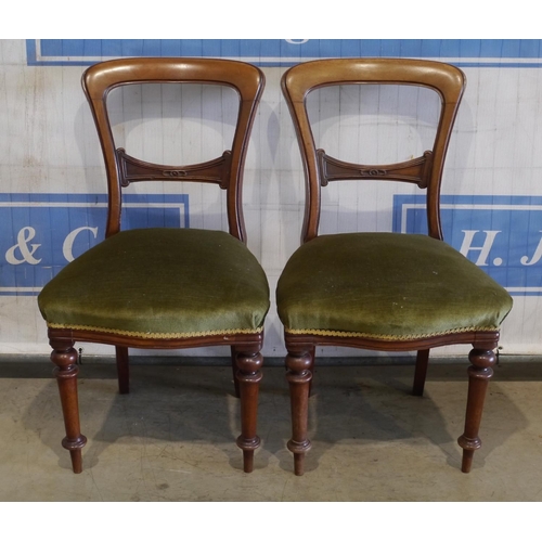 92 - Pair of mahogany upholstered balloon back chairs