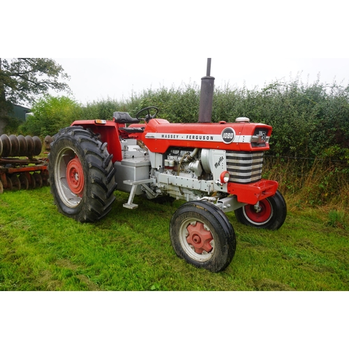 100 - Massey Ferguson 1080 tractor. Working order, used for ploughing and road runs, swinging drawbar, 4 s... 