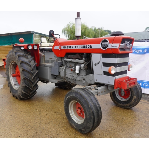 101 - Massey Ferguson 1100 tractor. Working order, used for ploughing, swinging drawbar, 4 spool valves, P... 