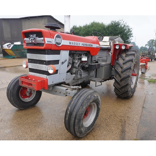 101 - Massey Ferguson 1100 tractor. Working order, used for ploughing, swinging drawbar, 4 spool valves, P... 