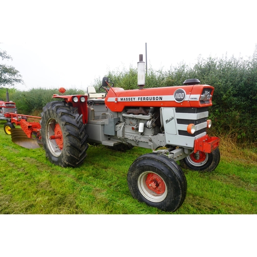 101 - Massey Ferguson 1100 tractor. Working order, used for ploughing, swinging drawbar, 4 spool valves, P... 