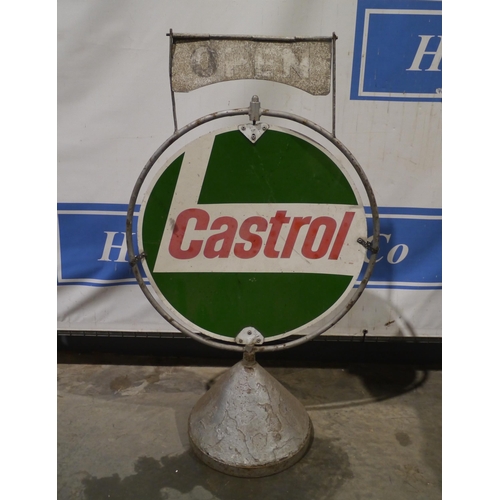 156 - Tin double sided forecourt sign on concrete base - Castrol